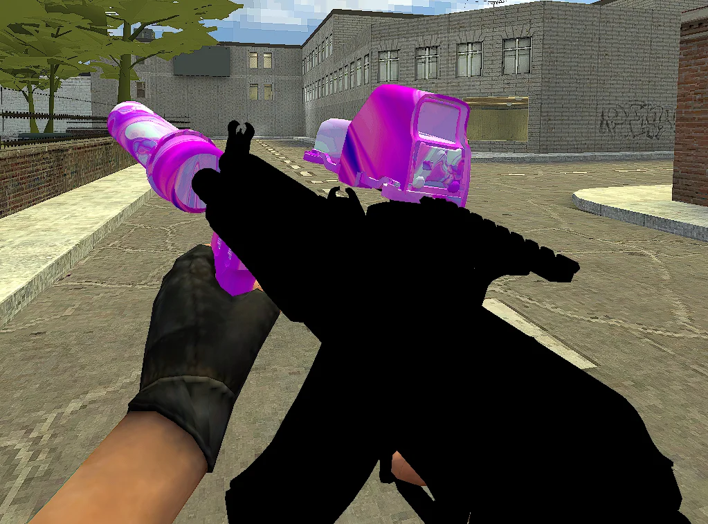 Noir + equipement rose